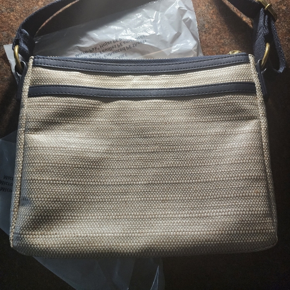 Fossil Crossbody- Coated Canvas with blue stripes and a blue nylon strap - Picture 5 of 9